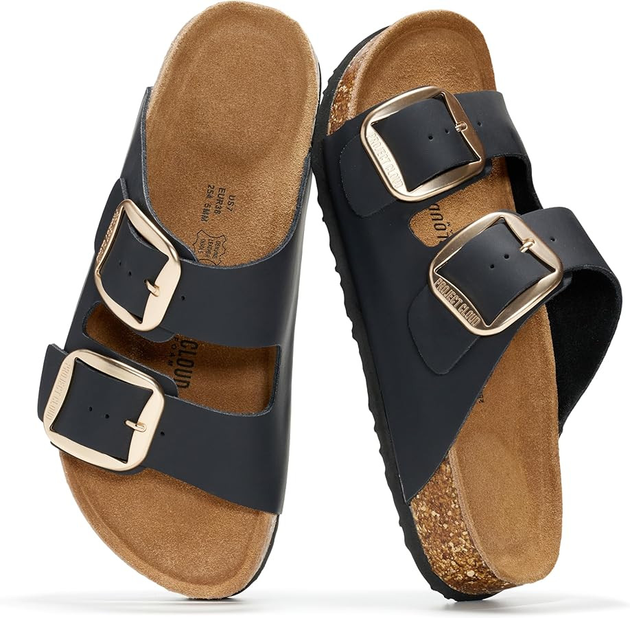 Project Cloud 100% Genuine Leather Flat Sandals for Women 2026 Comfortable Beach Essentials Women... | Amazon (US)
