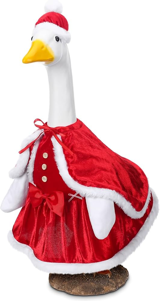 Christmas Mrs. Claus Dresses Goose Outfit Clothes for 23" High Cement or Plastic Goose Lawn Cloth... | Amazon (US)