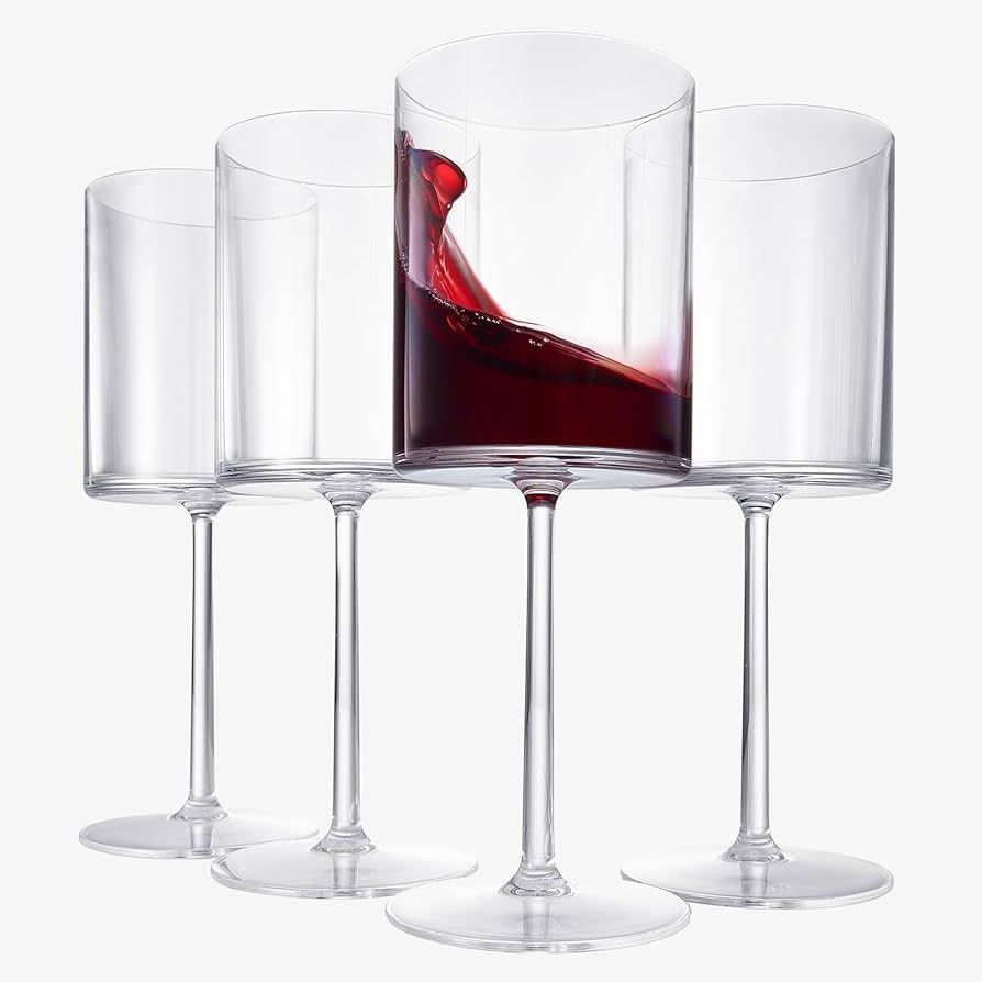 Unbreakable Stemmed Square Tritan Acrylic Crystal Wine Glasses European Style | Set of 4 | 100% U... | Amazon (US)