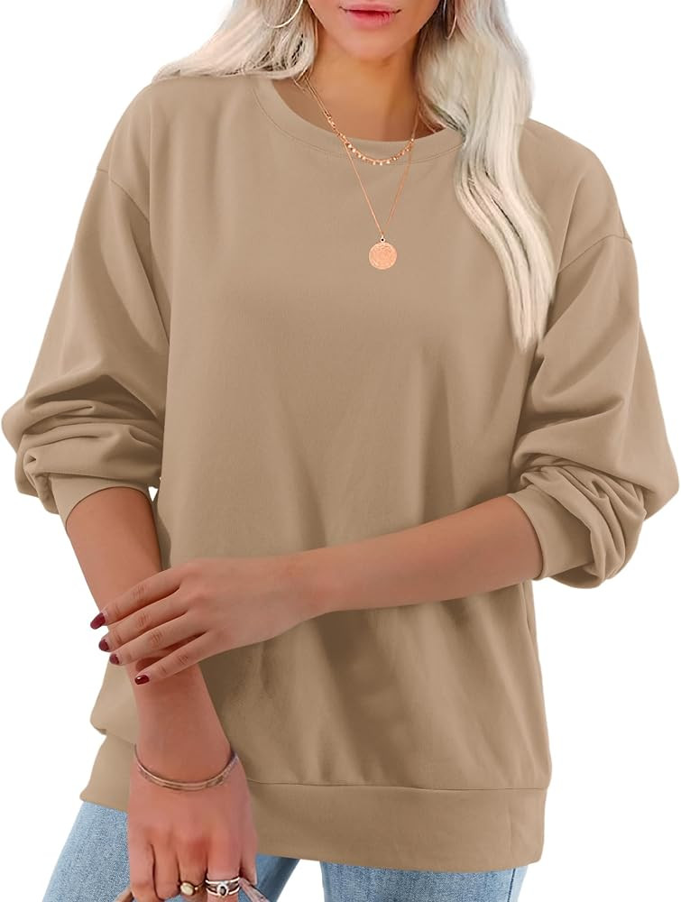 Amoretu Womens Crewneck Sweatshirts Loose Long Sleeve Pullover Tops | Amazon (US)