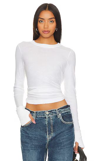Cashmere Easy Cuffed Crew in White | Revolve Clothing (Global)