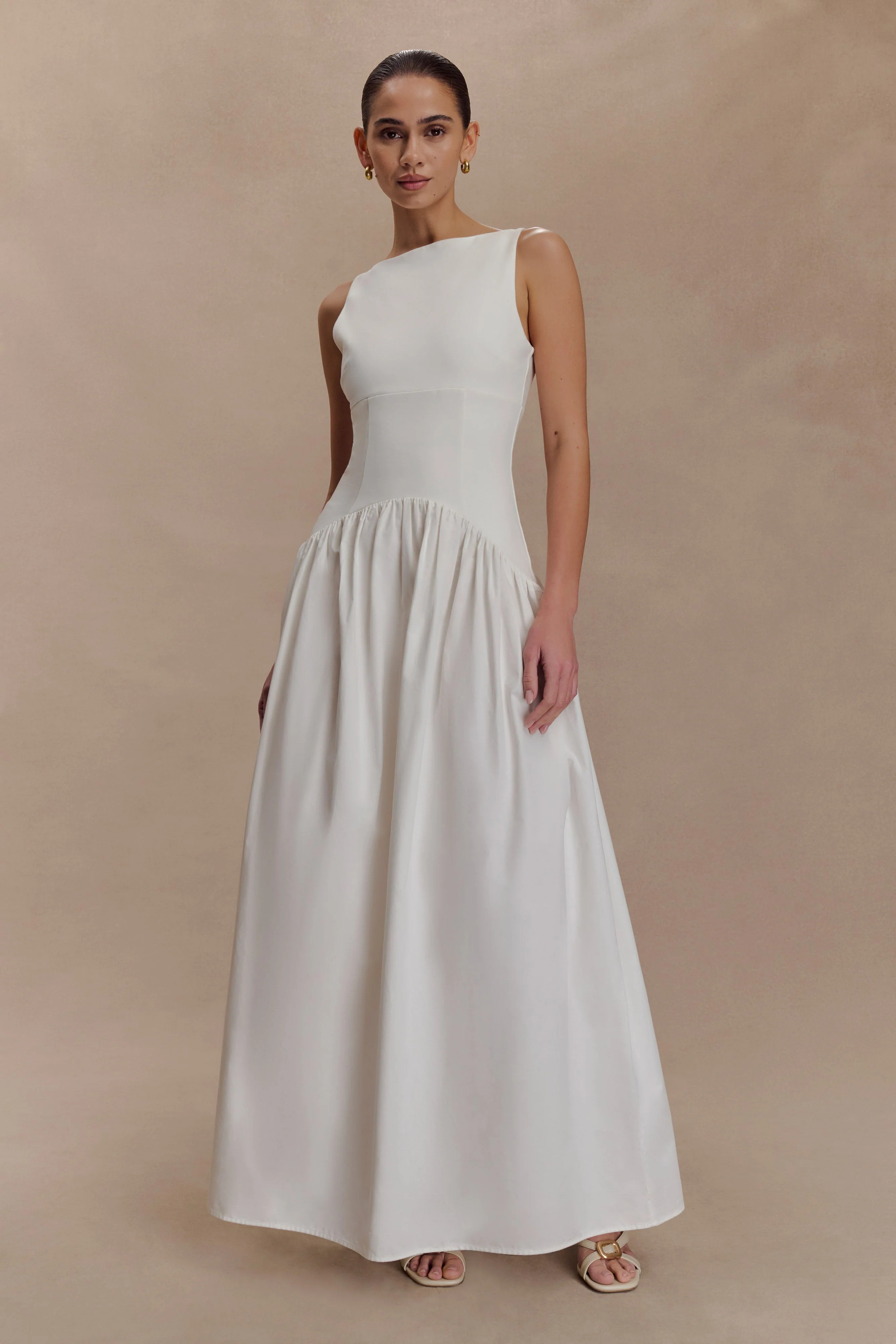 Acacia Contrast Sleeveless Maxi Dress - White | MESHKI US