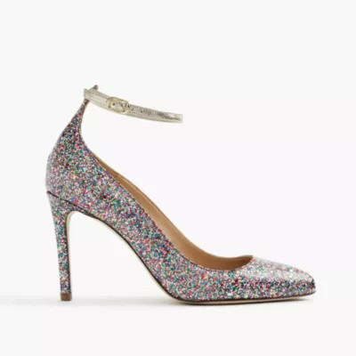 Coated glitter pumps with ankle strap | J.Crew US