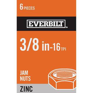 Everbilt 3/8 in.-16 Zinc Plated Jam Nut (6-Pack) 811551 - The Home Depot | The Home Depot
