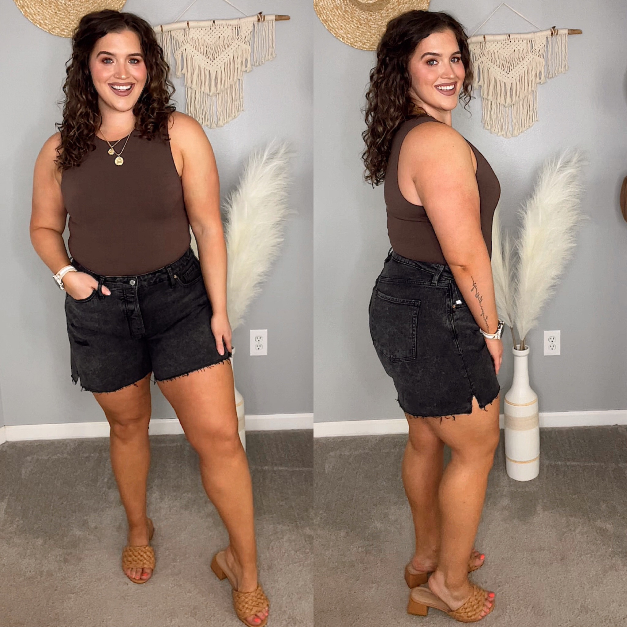 Midsize curvy friendly thick thigh shorts from Old Navy ☀️🌸✨
Shorts have 5” inseam! 
Wearing a size 14 
Bodysuit size L 
#midsizeoutfits #springoutfits #summerstyle #shorts #jeanshorts #denimshorts #curvyshorts #bodysuit #sandals #casualoutfits #everydaystyle

#LTKcurves #LTKSeasonal #LTKstyletip