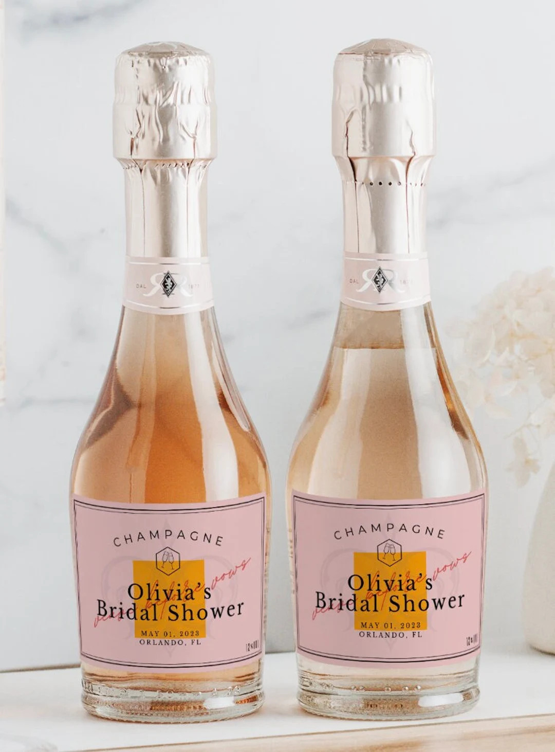 Bridal Shower Mini Champagne Labels 3x2 Inch Printed Glossy - Etsy | Etsy (US)
