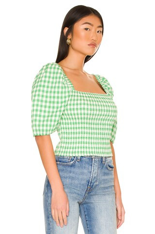 BB Dakota by Steve Madden Keys to the Gingham Top in Basil from Revolve.com | Revolve Clothing (Global)