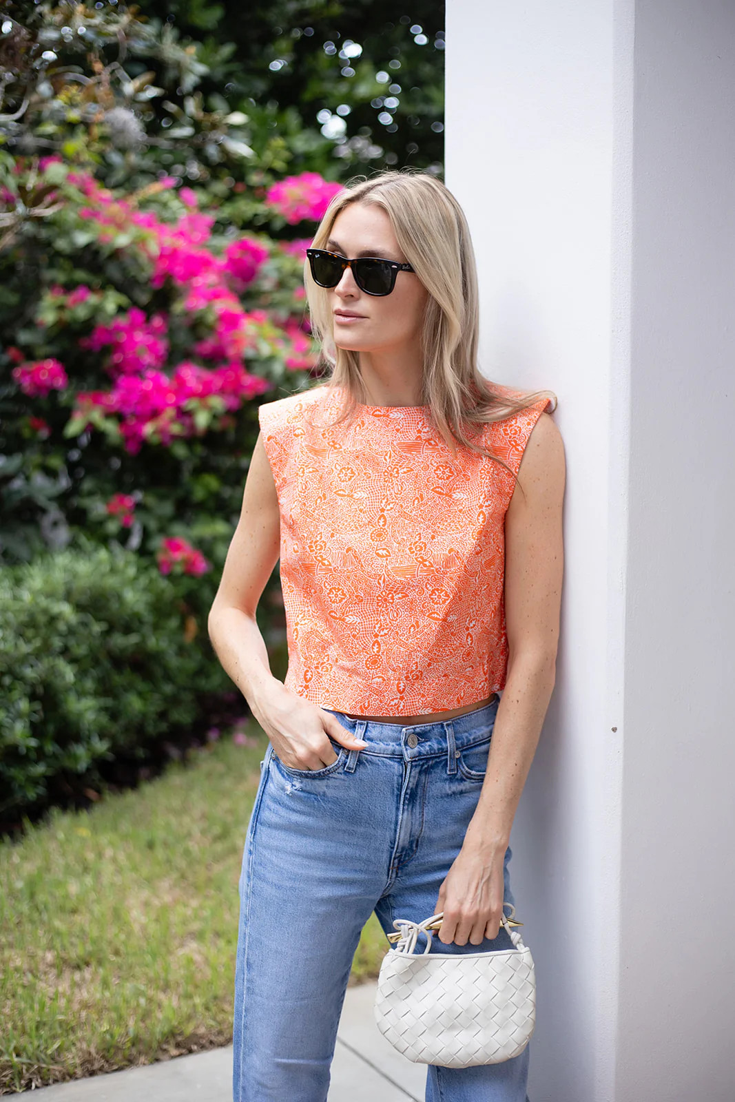 Slim Top Poplin - Tangerine Marbella | Julia Amory