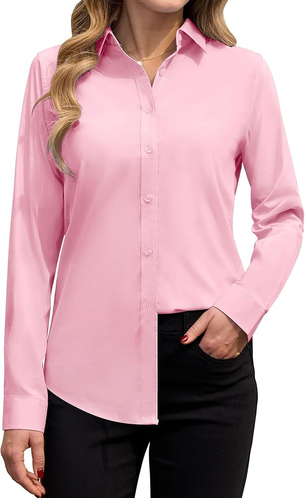 siliteelon Button Down Shirts Dress Shirts for Women Long Sleeve Womens Work Shirts Regular Fit C... | Amazon (US)