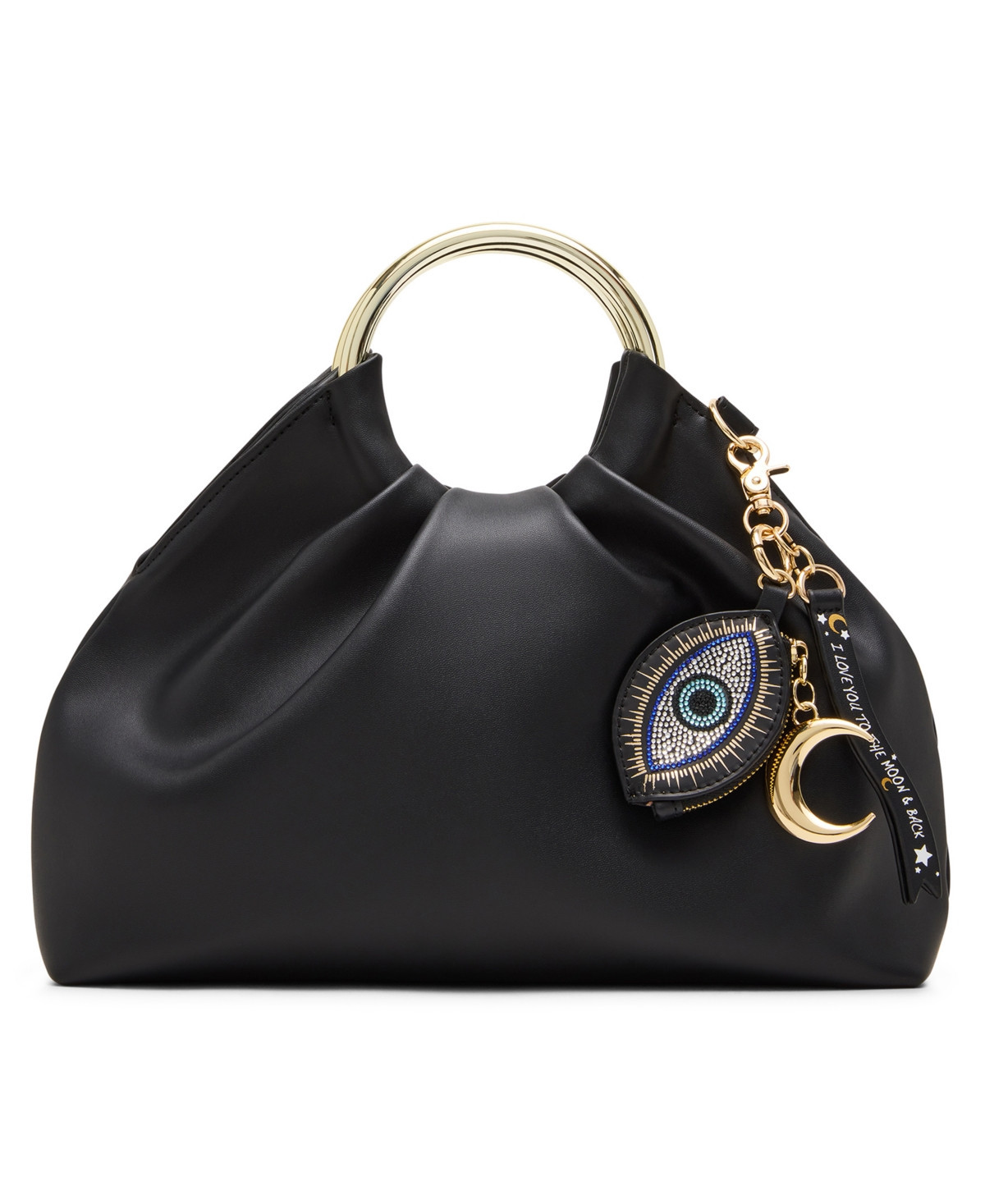 Betsey Johnson Solid Ground Ring Handle Bag - Black | Macy's
