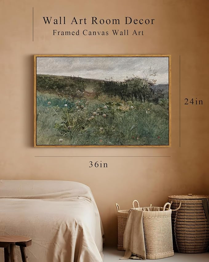 InSimSea Framed Canvas Wall Art Vintage Decor, Seaside Path Wilderness Landscape Paintings Artwor... | Amazon (US)