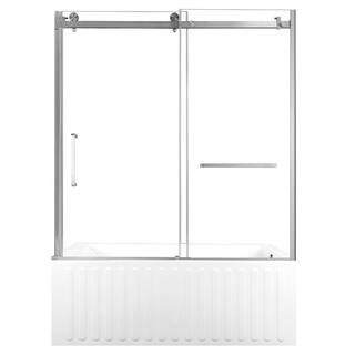 60 in. x 30.7 in. Acrylic Rectangular Alcove Soaking Bathtub with Right Drain in White/Brushed Nickel | The Home Depot