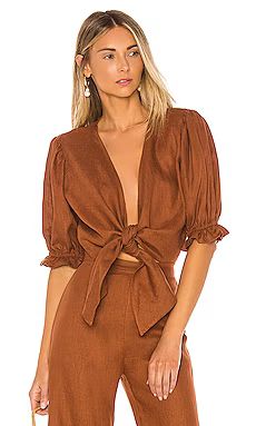 FAITHFULL THE BRAND Jamais Wrap Top in Chestnut from Revolve.com | Revolve Clothing (Global)