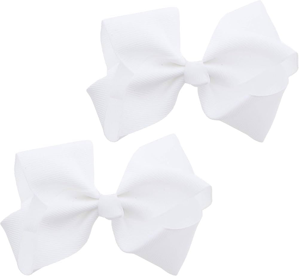 3 Inch Grosgrain Bow for Little Girls- Set of 2 (White) | Amazon (US)