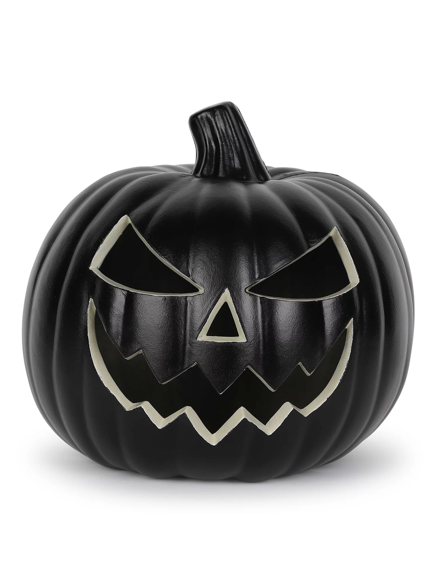 Halloween Black Polypropylene Light-Up Jack-O’-Lantern Decoration, 9 in x 9 in x 9 in, by Way T... | Walmart (US)