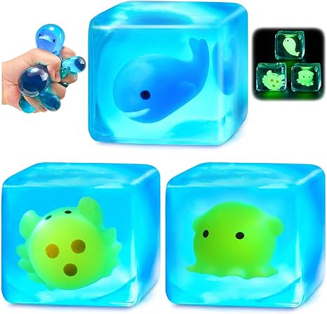 Squishy Stress Cube Fidget Toys Adults - Glow in The Dark Sensory Toys for Kids with Autism Stres... | Amazon (US)