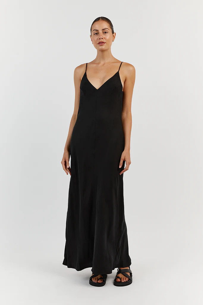 KINGSTON BLACK CUPRO MIDI DRESS | DISSH