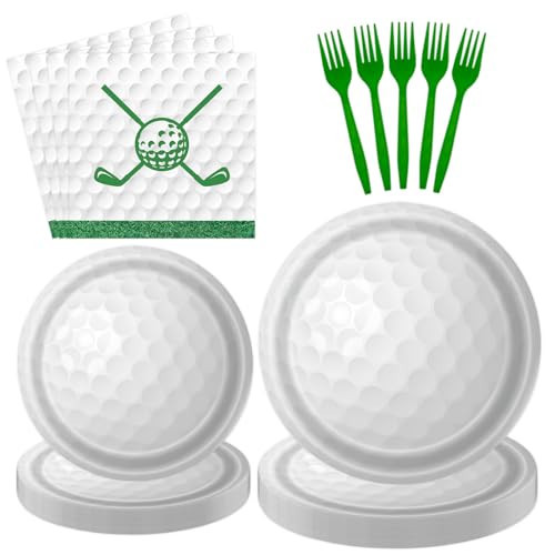 KFJBPB 96 Pcs Golf Plates and Napkins Party Supplies, Golf Ball Birthday Paper Plates Napkins and Forks Disposable Tableware Set for Sports Theme Party Decorations Serves 24 (Golf) | Amazon (US)