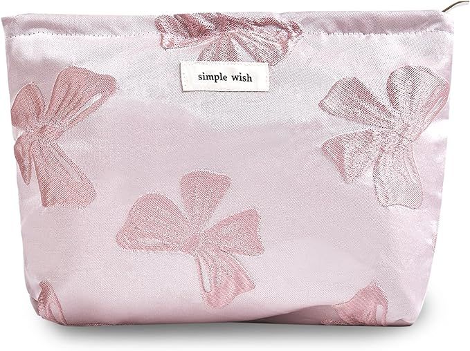 Makeup Bag Cosmetic bag Preppy Canvas Toiletry Bag for women Cute zipper pouch Organizer Travel a... | Amazon (US)