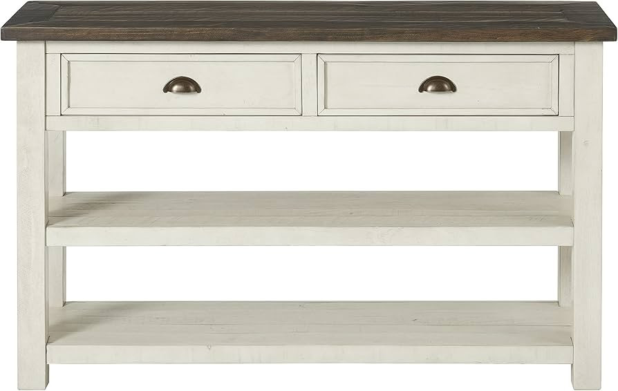 Martin Svensson Home Solid Wood, Console/Sofa Table, Cream White with Brown Top | Amazon (US)