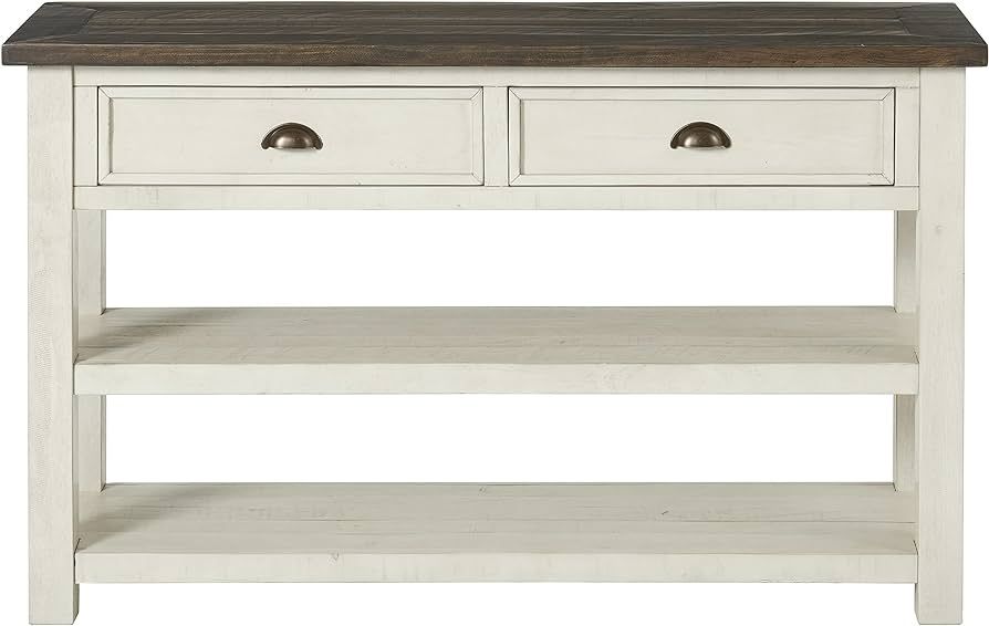 Martin Svensson Home Solid Wood, Console/Sofa Table, Cream White with Brown Top | Amazon (US)