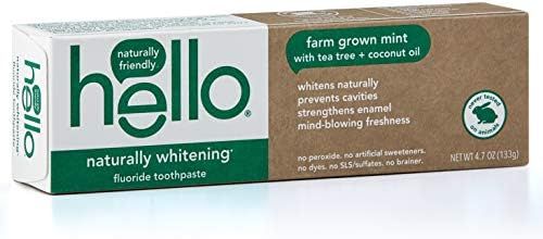 Hello Oral Care Naturally Whitening Fluoride Toothpaste, Vegan & SLS Free, Farm Grown Mint with T... | Amazon (US)