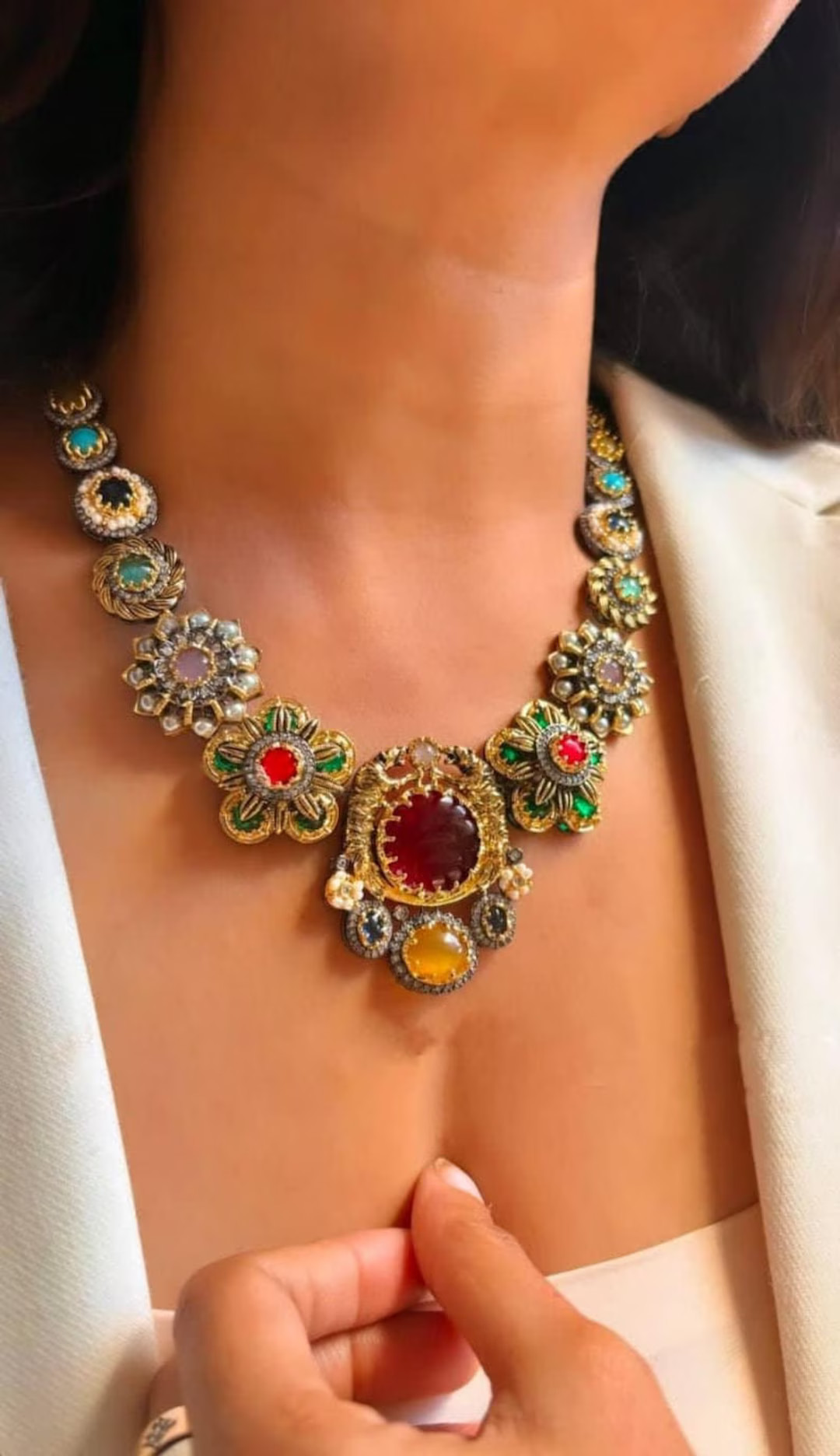 Royal Sabyasachi Neckless/sabyasachi Jewelry/sabyasachi Choker/navratana Neckless Set/bollywood J... | Etsy (US)