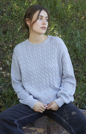 John Galt Light Blue Brianna Cable Knit Sweater | PacSun