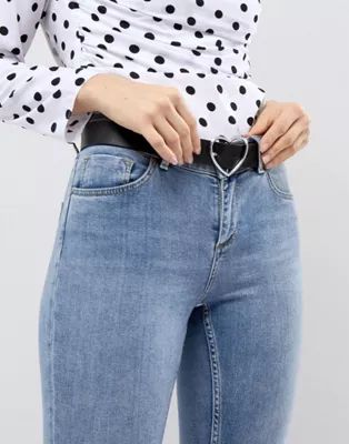 ASOS DESIGN heart buckle waist and hip jeans belt in silver | ASOS (Global)