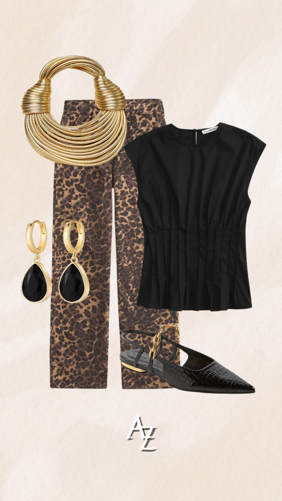 Leopard print pants, black cinched top, black slingback flats, gold leather bag, black and gold earrings 🐆 fall trends, fall basics, fall essentials. 

#LTKStyleTip #LTKFindsUnder100 #LTKNYFW