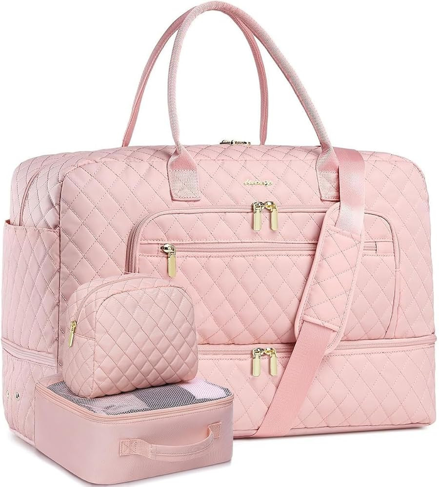 Large Women Travel Duffle Bag - Carry on Overnight Bag Weekend Travel Duffel Tote Gym Bag with We... | Amazon (US)