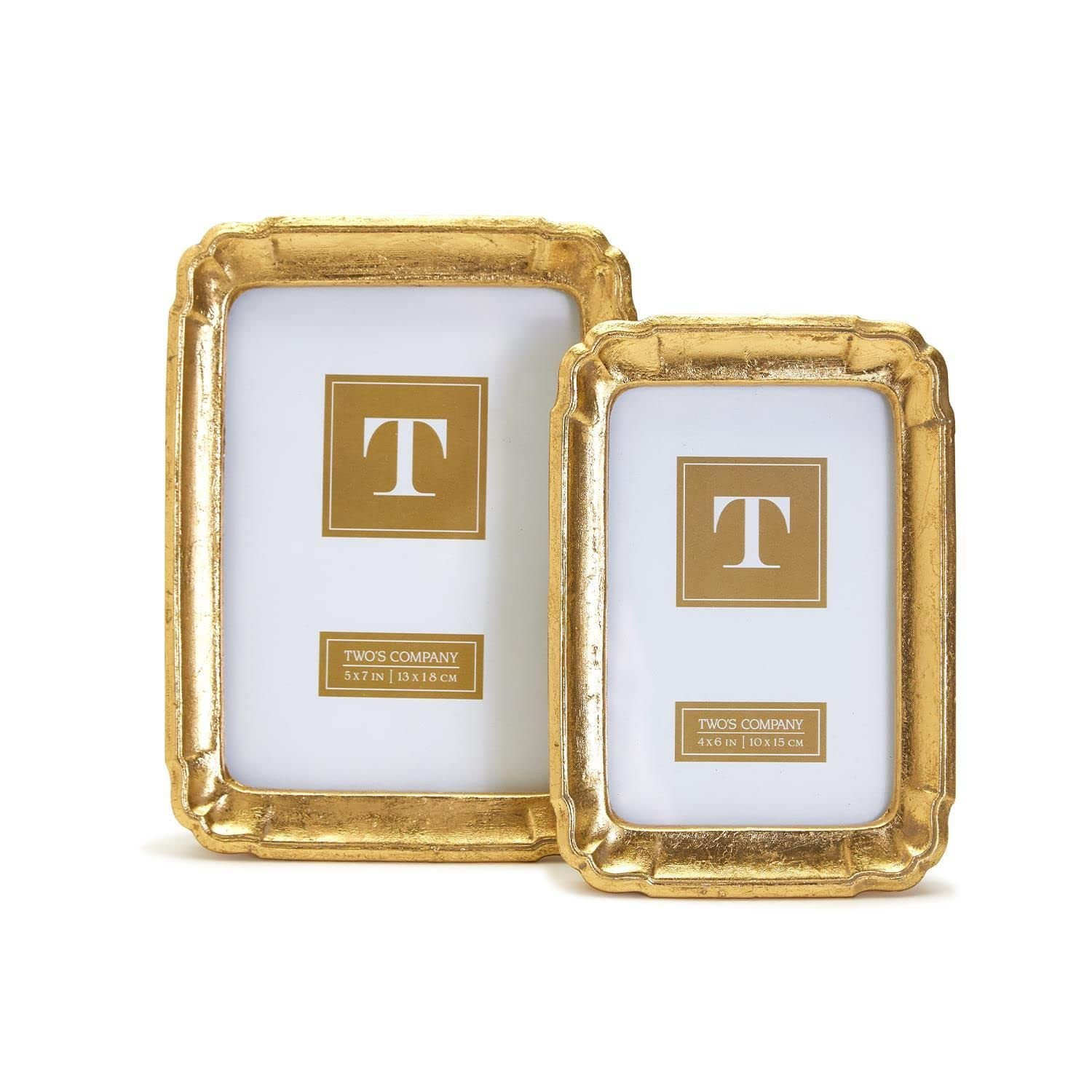 Two's Company Bonheur Set of 2 Gold-Leaf Photo Frames Includes 2 Sizes: 4" x 6" and 5" x 7" | Amazon (US)