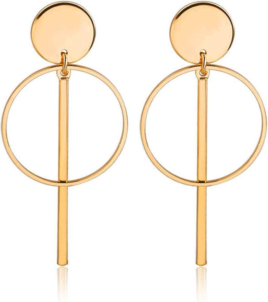 Geometric Double Circle Hoop Dangle Earrings Simple 8 Infinity Knot Bar Tassel Drop Earrings for ... | Amazon (US)