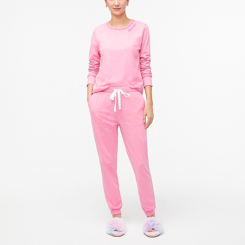 Embroidered cotton jersey pajama set | J.Crew Factory