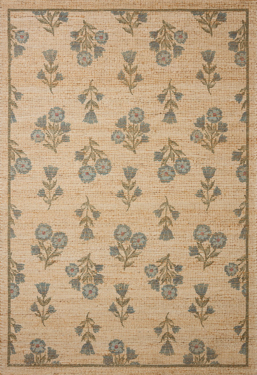 Rue RUE-04 Moss/Blue Jute Handwoven Area Rug | Rugs Direct
