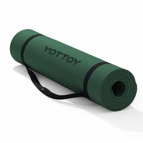 YOTTOY Yoga Mat，Extra Thick Yoga Mat (1/2inch),Professional TPE Exercise Mat,Non-Slip Workout Mat for Yoga, Pilates, Fitness, Barefoot Workouts, Home Gym Studio with Strap | Amazon (US)