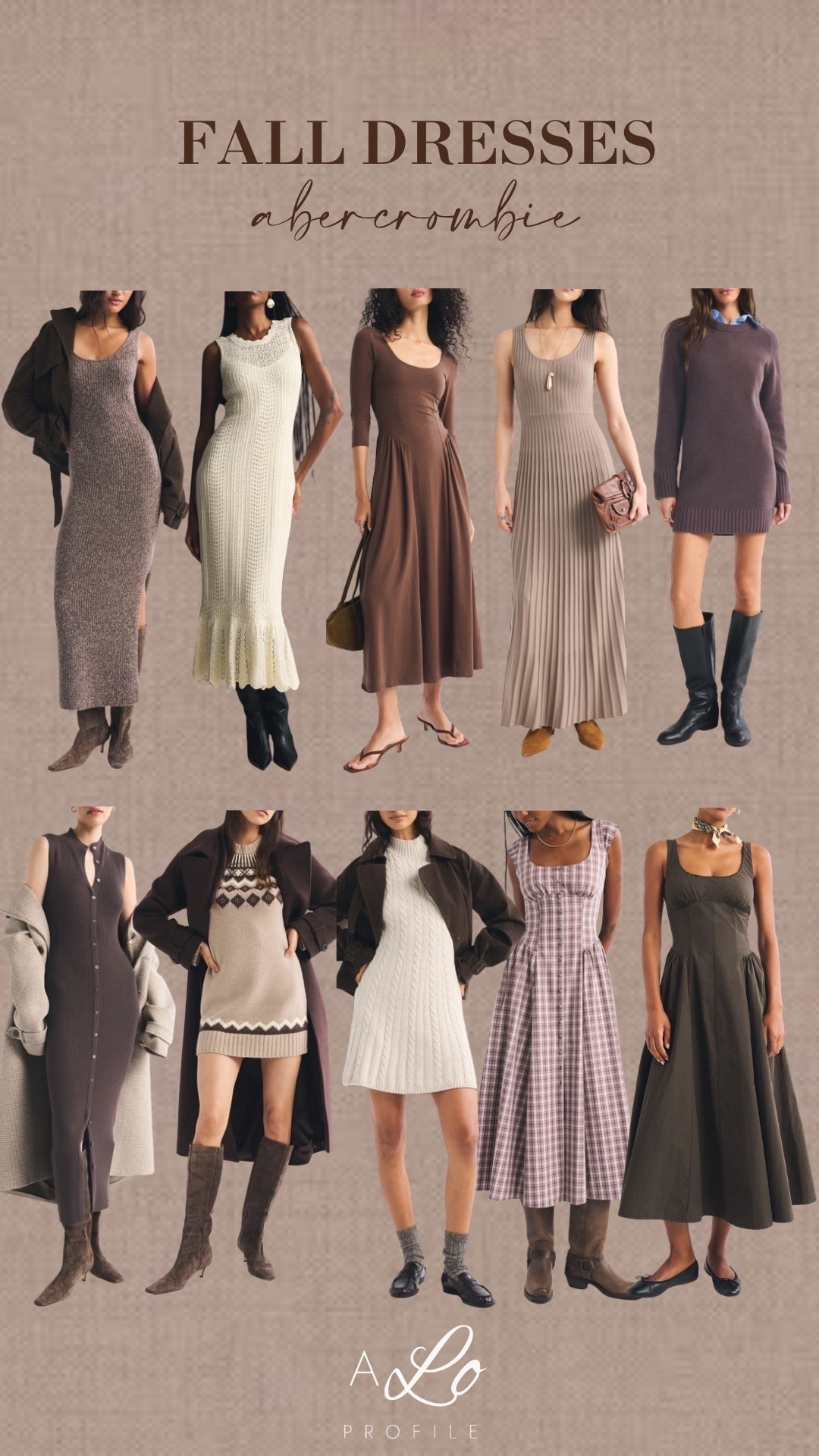 Neutral Fall Dresses via Abercrombie // fall outfit, fall fashion, fall style, fall transition, transitional fall outfit, fall collection, fall outfit ideas, fall inspo, fall wardrobe, outfits for fall