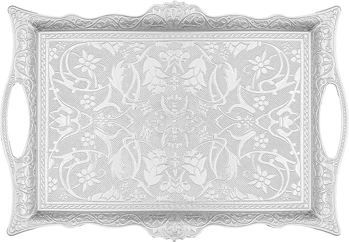 Alisveristime Ottoman Turkish Zamak Serving Tray with Traditional Motifs, Ideal for Coffee and Te... | Amazon (US)