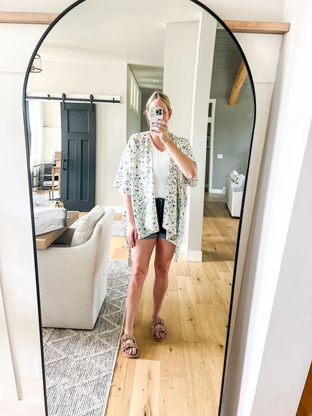 This kimono is on clearance! So cute for summer - wear it with jean shorts & a bodysuit underneath, dress it up with white denim, or as a swim coverup! Longer in the back and cover yours 🍑 @walmartfashion #WalmartPartner #WalmartFashion#LTKxWalmart 

#LTKStyleTip #LTKMidsize