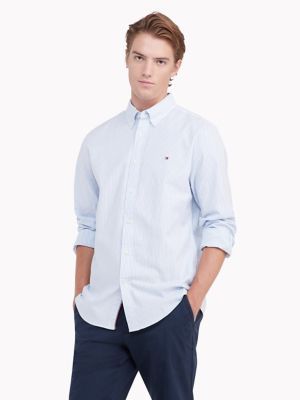 Tommy Hilfiger Men's Custom Fit Essential Stretch Stripe Oxford Shirt Provence - M | Tommy Hilfiger (US)