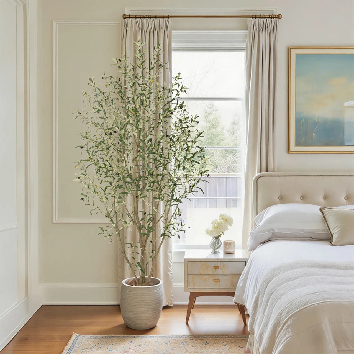 Large Faux Olive Tree with Realistic Multi-Stems - Lifelike Mediterranean Artificial Tree for Liv... | Wayfair North America