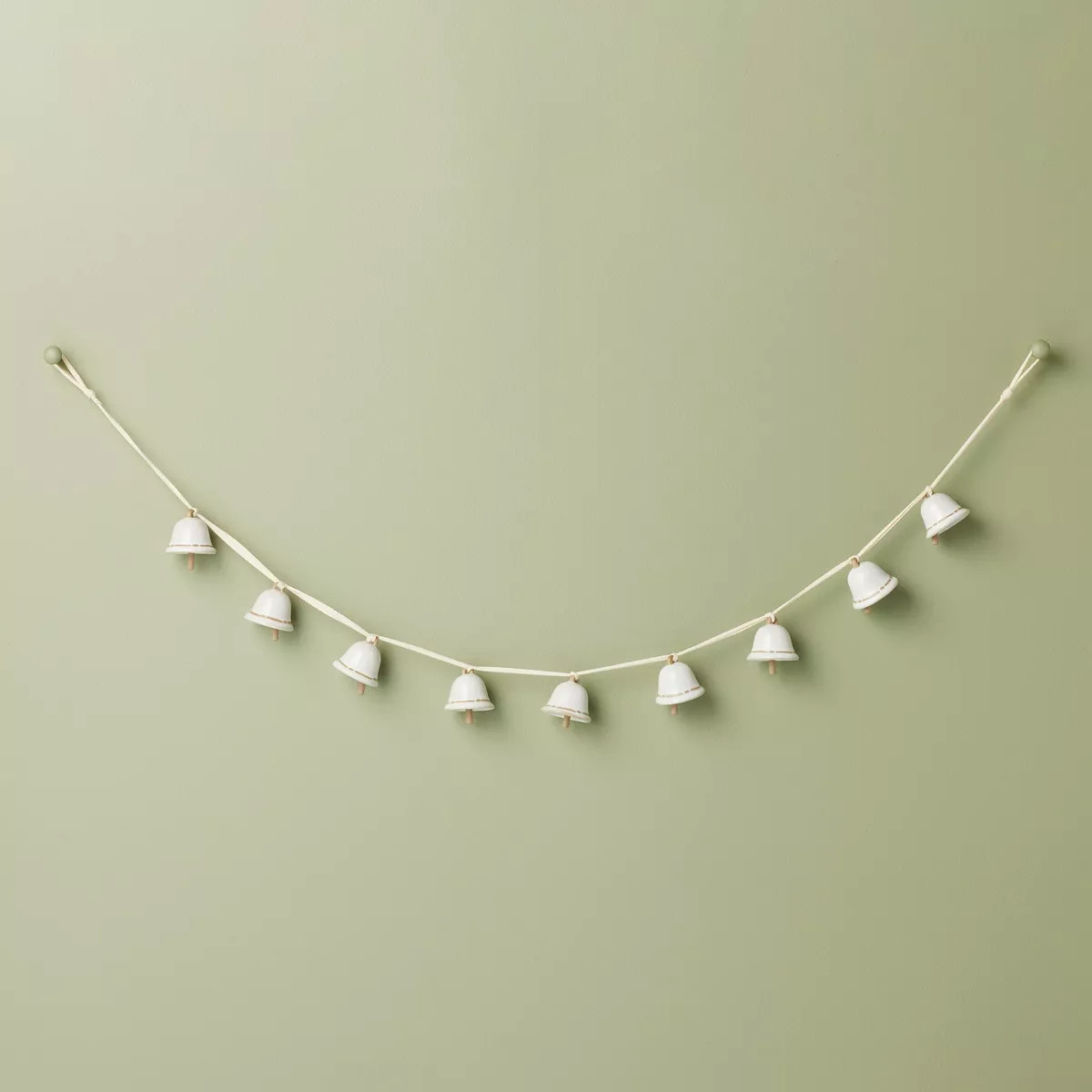 3.75' Decorative Ceramic Bell Christmas Garland Cream - Hearth & Hand™ with Magnolia | Target