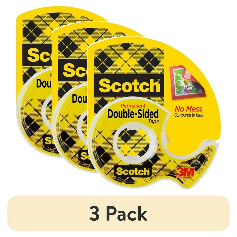 (3 pack) Scotch Double Sided Permanent Tape Dispenser,  0.5 in. x 400 in., 1 Dispenser | Walmart (US)