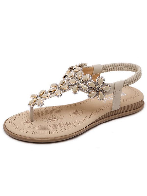Smilkoo Womens Jeweled Ankle Strap Flat Thong Sandals | Walmart (US)