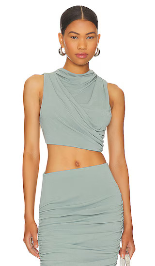 Inez Crop Top in Sage Green | Revolve Clothing (Global)