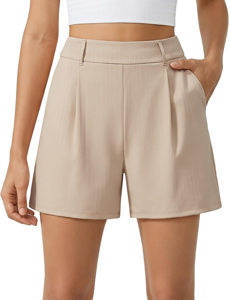 G4Free EverGoing Dressy Casual Shorts for Women Pleated with Pockets 4" | Amazon (US)