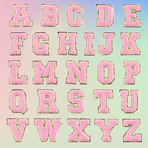 26 Pieces Glitters Patches,A-Z Towel English Letter Patch,Letter Iron-On Patch,Chenille Letters Patc | Amazon (US)