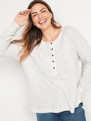 Long-Sleeve Waffle-Knit Henley Tunic T-Shirt for Women | Old Navy (US)