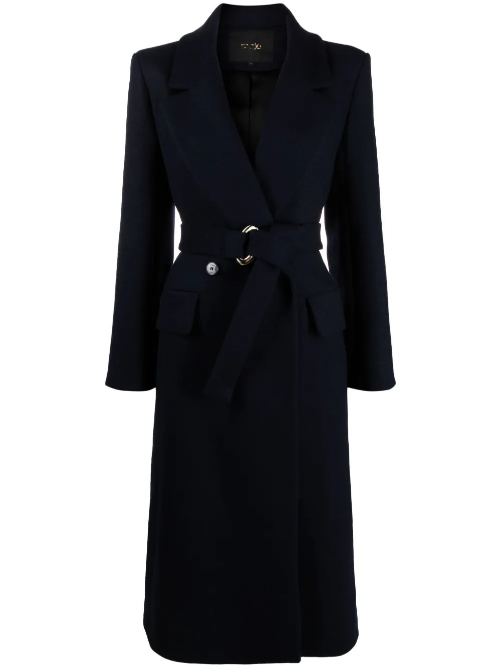 Maje Manteau Boutonné à Taille Ceinturée - Farfetch | Farfetch Global
