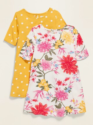 Printed Elbow-Sleeve Swing Dress 2-Pack for Toddler Girls | Old Navy (US)
